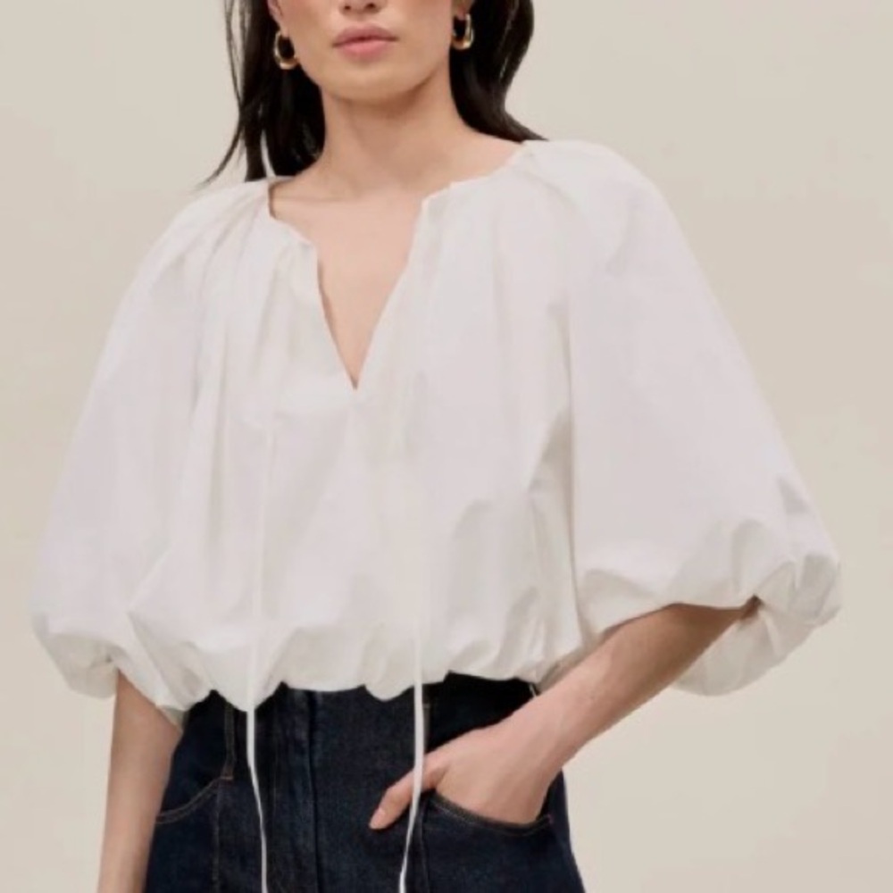 Rebecca Taylor poplin bubble top White XL NWT